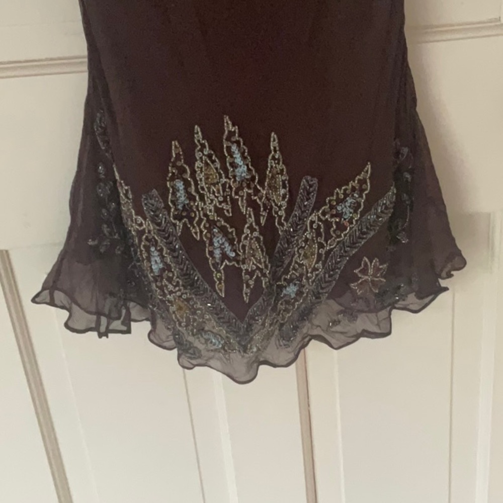 STUNNING BEADED AFTERSHOCK XL DRESS NWOT chiffon beaded few beads missing left - Picture 7 of 14